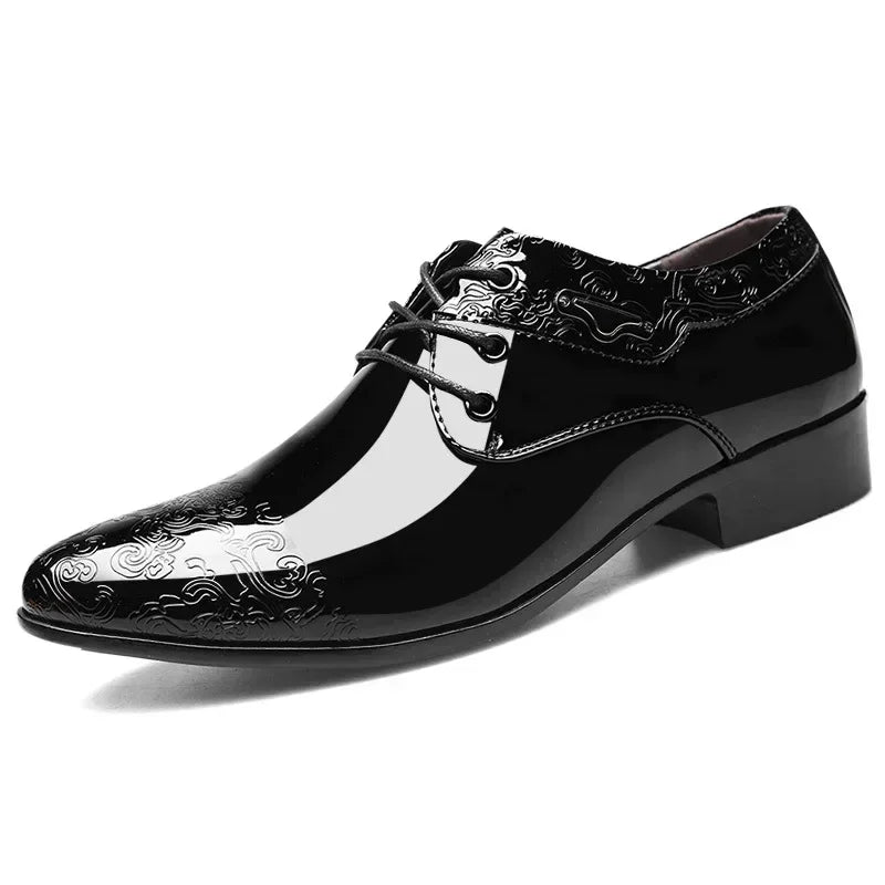TBS Company Noir Luxe – Patent Leather Slip-On Oxfords